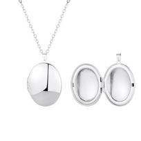 European & American Oval Photo Locket Necklace - DIY Engraving, Creative Gift, Commemorative Jewelry Without Chain sidabras