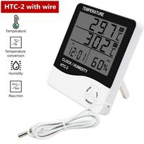 HTC-1 HTC-2 Skaitmeninis temperatūros ir drėgmės matuoklis Elektroninis LCD patalpų lauko termometras higrometras Orų stotis Laikrodis