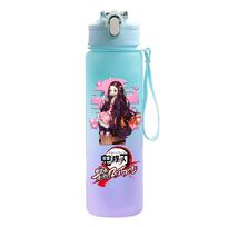 750Ml Water Bottle Cartoon Demon Slayer Printed Large Capacity Drinking Cup Portable Outdoor Sports Water Cup Children Kid Gift