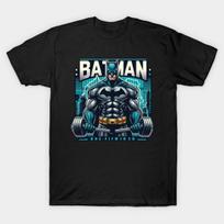 Men Black Print T-shirt Batman Gym No-Cut Transfer Paper Print Cotton Tshirt 3XL juoda