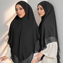 1 vnt. dvigubo sluoksnio šifono paruoštas dėvėti momentinis hidžabas vienspalvis galvos apdangalas Foulard Femme Musulman skara apvyniojimas bandana