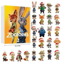 Kalėdinė Zootopija Nickas Judy Atėjimas Advento kalendorius 24 dienos Kalėdų skaičiavimo iki Kalėdų kalendorius Slepiančioji dėžutė Kalėdinės eglutės dekoracija Pakabukas