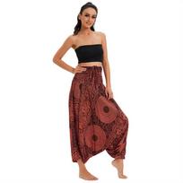 Bohemiškos Kelnės Moterims Pantalones Mujer Hippie Aukštas Juosmuo Viskozė Harem Laisvos Boho Jogai Paplūdimio Apranga Calca Spausdintos One Size