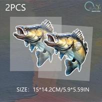 PVC lipdukas Žvejyba Didelė žuvis Jūrinis ešerys Automobilio lipdukas Atsparus vandeniui Bamperiui Galiniam langui Nešiojamam kompiuteriui 15x14.2cm