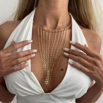 Fashion Bohemian Geometric Circular Collar Gold Charm Gold Jewelry Punk Style Personalized Metal Chain Choker Girls WHITE&35cm auksas