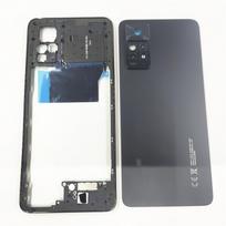 Skirta Xiaomi Redmi Note 11 Pro 5G 2201116SG Vidurinis rėmelis+Stiklinės baterijos dangtelio durelės su kameros objektyvo keitimu balta