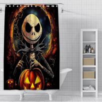 Dušo užuolaida Jack Skellington, vandeniui atspari poliesterio medžiaga, spalvinga, su kabliukais, namų vonios kambario dekoras W60H190(CM)-1 Pcs