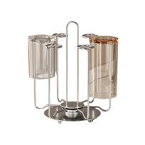 Stainless Steel Rotating Cup Holder Upside-Down Saving Space Glass Cup Storage Rack Large Capacity with Tray Cup Organizer