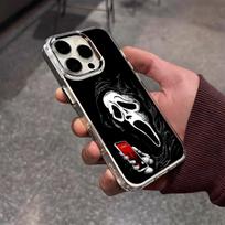 Ghost Face Scream Halloween Phone Case For IPhone 17 Air 16 E 15 14 13 12 11 Plus Pro Max Electroplated Transparent Soft Shell iPhone 16 Pro