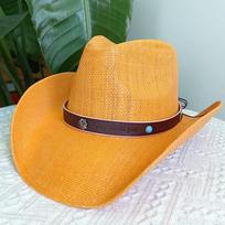 Women's straw cowboy hat beach umbrella jazz hat with baker accessories fashion summer S56-58cm blue