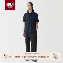 MUJI Washed Pique Knit Short-Sleeve Polo Shirt XL