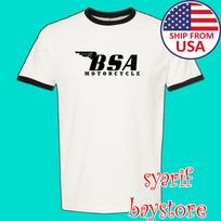 BSA Classic Motorcycle Men#039;s Ringer Black Size S to 3XL Unisex T-Shirt XXXL