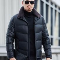 Men's Genuine Leather 90 White Duck Down Down Jacket, Thickened Middle-aged Men's Winter New Sheepskin Leather Jacket, Men's Casual Warm Jacket, Men's M