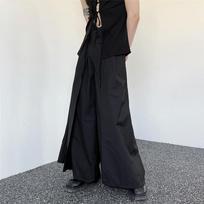 Japoniško stiliaus sluoksniuotos kelnės vyrams, plačios kojos, hakama, Y2k, vyriškos kelnės, tamsios estetikos gatvės drabužiai, didelio dydžio drabužiai M juoda