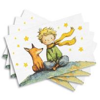 4/6/8 vnt. Mažojo princo lapės akvarelės padėkliukas lininis mišinys plaunamas stalo kilimėlis vaikams valgomojo virtuvės dekoravimui dovanos idėja 4Pcs-30X45cm(12X18in