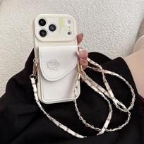 Crossbody Necklace Leather Silicone Phone Case for IPhone 11 12 13 14 15 16 17 Pro Max 16 Plus Wallet Card Holder Slot Cover iPhone 13 Pro