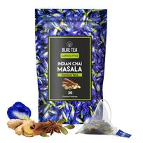MĖLYNA ARBATA - Indiška Chai Masala - Raminanti Masala arbata | 30 arbatos maišelių - Augalinė | GAIVINANTI ARBATA | Aparajita - Shankhpushpi | Be kofeino - Flow