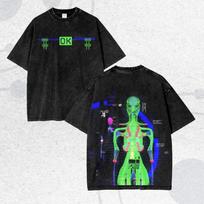 Vintažiniai skalbti maratono žaidimo marškinėliai Dvigubi šonai Cyberpunk Bio Scan marškinėliai Vyriški ir moteriški skalbti marškinėliai S