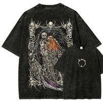Dark Souls Žemės Lordas Nito ir Laužavietė Vintažinė Išplauta Negabaritinė Unisex Gatvės Stiliaus Moterų Ir Vyrų Marškinėliai L