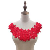Lace Elegant Applique Neckband Collars Collarband Neckline Fake collar Hollow out Women Fabric Embroidered Fashion Collars one size raudona