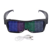 Šviečiantys LED akiniai 200 LED spalvingi pritaikomi valdomi programėle įkraunami USB LED šviečiantys akiniai
