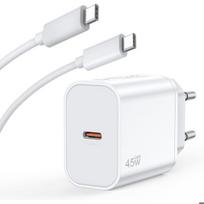 Greitas įkroviklis 45W - Baltas - USB-C - 1M - skirtas Samsung Galaxy A16 A15 A36 A56 A57 A17 S25 S26 S24 Z flip 5 6 7 balta