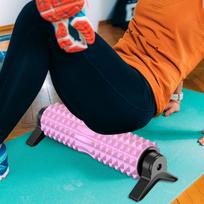 Foam Roller with Stand Deep Tissue Massage for Muscle Massage, Home Gym rožinė