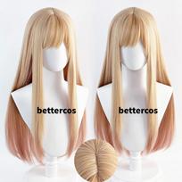 Marin Kitagawa Marin Cosplay Perukai Ilgi Rožiniai Gradiento Karščiui Atsparūs Plaukai Šventiniai Perukai + peruko tinklelis One Size beige