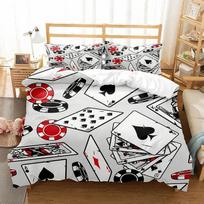 Playing Poker Super King Duvet Cover Set 3d Printed Dollar Duvet 2 People Winter 3d Comforter Bedding Sets Black Red Bed Set EU single(135x200cm)