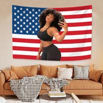 Megan Thee Stallion Amerikos vėliavos gobelenas pakabinamas ant sienos Memos gobelenai miegamojo dekoravimui Estetinis koncerto baneris 29x37in