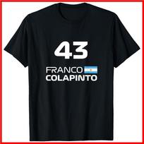 Lenktynės Formula Racing Franco Colapinto Juodi medvilniniai marškinėliai Unisex marškinėliai M
