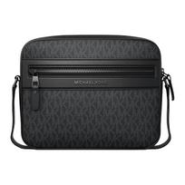 Michael Kors Jet Set Ew Tour Zipper Closure Classic Monogram Print Coated Canvas Crossbody Bag Men bags Black 33S6LJSM1B-BLACK Basic Set (Bag+Dust Bag)