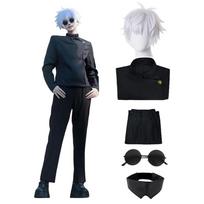 Gojo Gojo cosplay kostiumas, vaidmenų žaidimo kostiumas, uniforma su akių kauke, akiniais, peruku, pilnas vyriškas komplektas S juoda