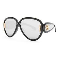 Loewe x Paulas Ibiza Pilot Mask Sunglasses Shiny Black/Smoke Women Eyewear LW40132I-6501C 65,Black