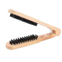 Wooden Hair Straightener Brush Prevent Hair Scalp Damage Double Sides Hair Brush Comb Clamp Burlywood sena mediena