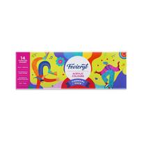 Fevicryl Carnival Kit Acrylic Paint Set 10 ml x 14 Primary Pastel Pearl Metallic Colours for Canvas Fabric DIY Art