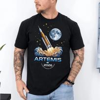 Artemis II 2026 Rocket Launch T-Shirt Men Women Summer Cotton Clothing Fashion Round Neck Short Sleeved Tee Streetwear Unisex S juoda
