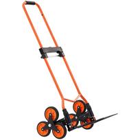 Stair Climbing Cart, 54 kg Stair-Climbing Capacity, Portable Folding Trolley Cart with Telescoping Handle, 6 Wheels and 2 Bungee Cords, Stair Climber