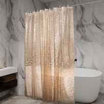 1Pc Rose Gold Pebble Shower Curtain 3D Effect Semi-Transparent Waterproof Bathroom Decor W60H190(CM)-1 Pcs