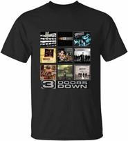 3 Doors Down Albumai Grupė Juodi Marškinėliai Klasikiniai Juodi Unisex S5XL Unisex Marškinėliai XL