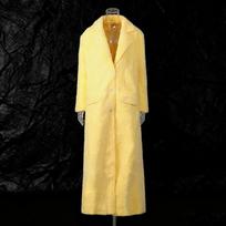 Simple High-end Fashion Suit Long-sleeved Lapel Woolen Windbreaker Coat + Short Skirt Women L geltona