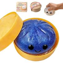 (Blue) Glitter Dumpling, Glitter Dumpling Squishy Box, Anxiety Relief Fidget Sensory Soft Squeeze Decompression Dough Stress Gifts (Blue)