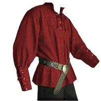 Retro Quick-drying Shirt Knight Shirt Stylish Stand-up Collar Halloween Knight Shirt Cosplay Costume Medieval Clothes Retro Shirt Without Belt M