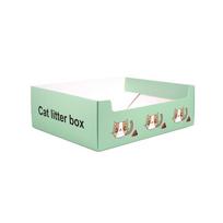 Portable Foldable Disposable Cat Litter Box Anti-splash Waterproof Cat Sand Box Large Space Paper Cat Toilet Cat Bedpan Travel S žalia