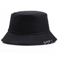 COKK kibiro skrybėlė moterims vyrams vasaros pavasario žvejo kepurė su žiedais hip hop plokščiu viršumi vienspalvė korėjietiška mada bobas gorro kpop naujas 56-58cm juoda