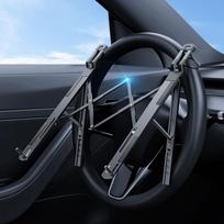 Ankstyvas sulankstomas automobilinis nešiojamojo kompiuterio laikiklis vairo laikikliui 5 aukščio reguliuojamas metalinis nešiojamojo kompiuterio planšetinio kompiuterio stovas Kelioniniai automobilio priedai pilka