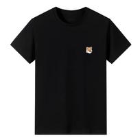 Vyriški 100% grynos medvilnės, su siuvinėtu lapės raštu, megzti, laisvalaikio, trumparankoviai, gatvės mados, laisvi, vasariniai marškinėliai XXXL juoda