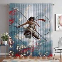 Namų interjero užuolaidos Kamera Attack on Titan Žaliuzės Blackout užuolaida kambariui 2 skydų pertvara Helovino dekoracija Gyvenamasis W50xH70cmx2pcs-CL