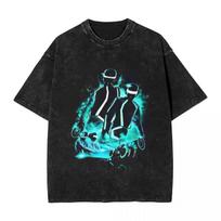 Summer retro water wash vintage Daft Punk T-shirt hip-hop Harajuku street style loose casual short sleeve for men and women S