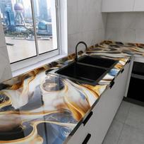 40CM Marble Tiles Self-adhesive Wall Stickers Moisture-proof Waterproof Mold Proof High Temperature Resistant Kitchen Wallpaper 40cmX1m